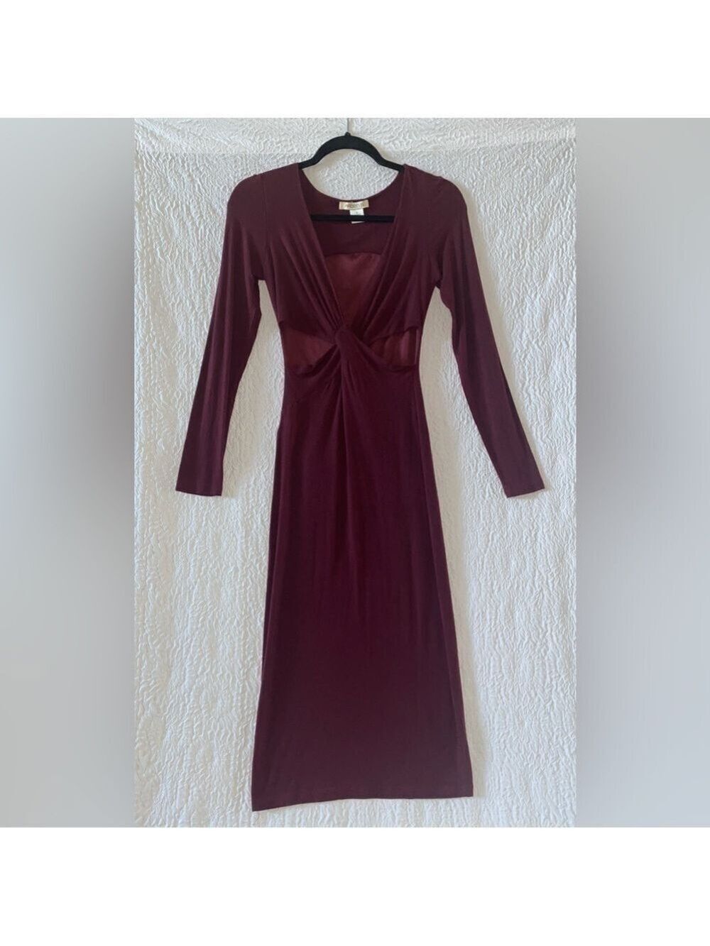 Arden B. Long Sleeve Cross Front Midi Dress